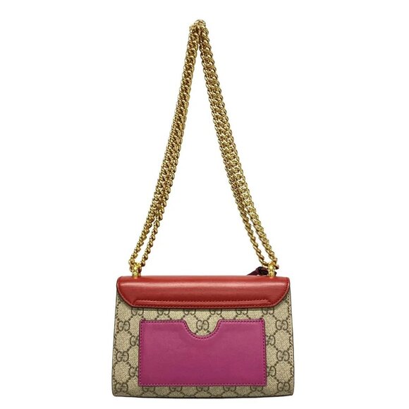 Auth GUCCI Padlock GG Small 409487 Dark Brown Red Multi PVC Leather Shoulder Bag - Picture 2 of 16